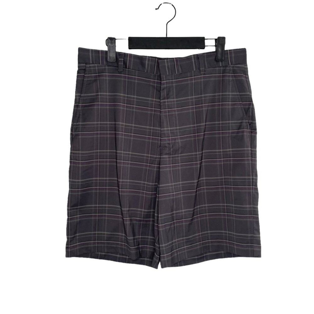 Walter Hagen Mens Shorts Size 32 Plaid Gray Shorts Golfing Casual Dark Wash